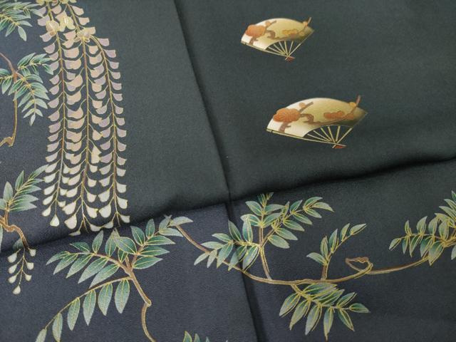 平和屋着物●訪問着　扇面花文　暈し染め　金彩　やまと誂製　正絹　逸品　AABL0960ck