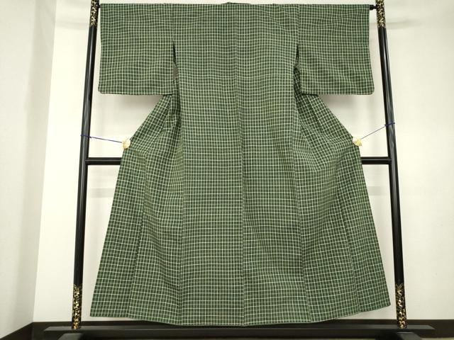 平和屋着物●上質な紬　格子　胴抜き仕立て　正絹　逸品　AABL0961ck
