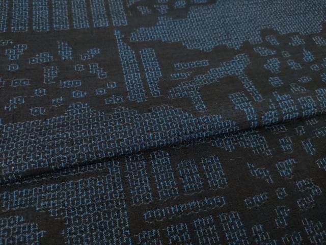 平和屋着物●結城紬　80亀甲　風景文　正絹　逸品　未使用　AABL0962ck