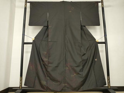 平和屋着物●想屋　本場染大島紬　訪問着　草葉文　やまと金ラベル　正絹　逸品　AABL0963ck