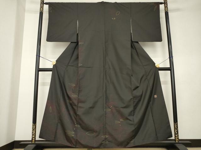 平和屋着物●想屋　本場染大島紬　訪問着　草葉文　やまと金ラベル　正絹　逸品　AABL0963ck