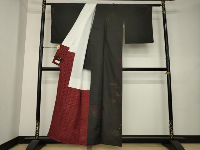 平和屋着物●想屋　本場染大島紬　訪問着　草葉文　やまと金ラベル　正絹　逸品　AABL0963ck