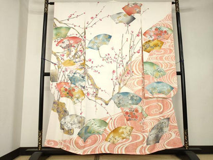 平和屋着物●豪華振袖　駒刺繍　地紙花文　金彩　やまと誂製　正絹　逸品　AABL0964ck