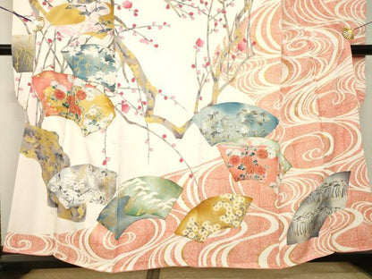 平和屋着物●豪華振袖　駒刺繍　地紙花文　金彩　やまと誂製　正絹　逸品　AABL0964ck