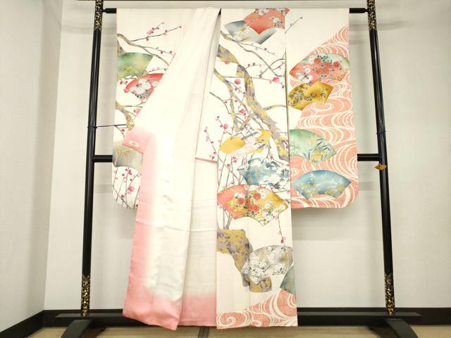 平和屋着物●豪華振袖　駒刺繍　地紙花文　金彩　やまと誂製　正絹　逸品　AABL0964ck