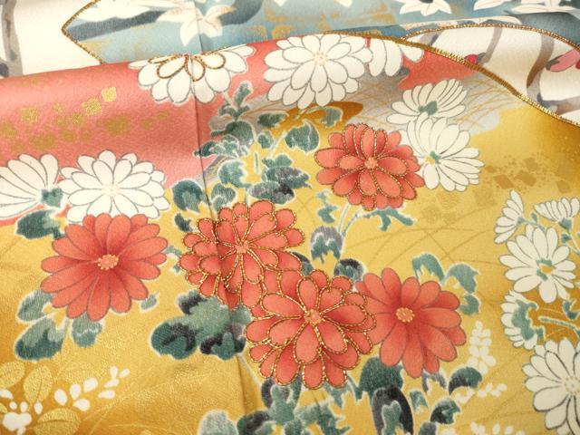 平和屋着物●豪華振袖　駒刺繍　地紙花文　金彩　やまと誂製　正絹　逸品　AABL0964ck