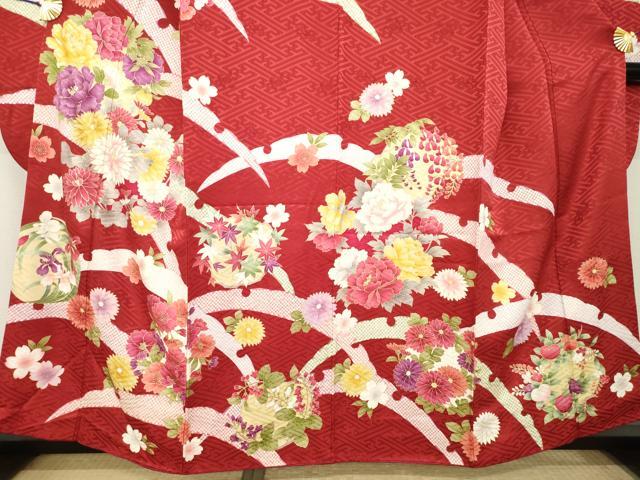 平和屋着物●豪華振袖　雪芝花文　金彩　やまと誂製　正絹　逸品　AABL0965ck