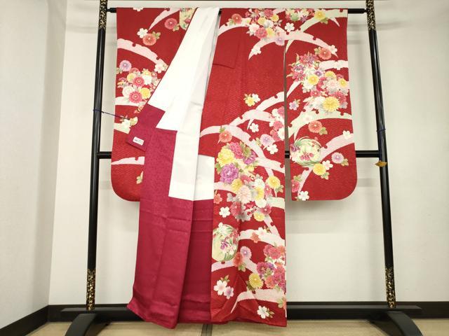 平和屋着物●豪華振袖　雪芝花文　金彩　やまと誂製　正絹　逸品　AABL0965ck