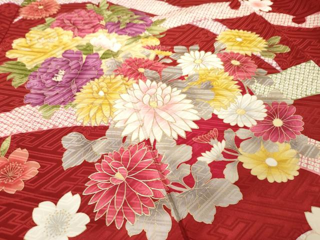 平和屋着物●豪華振袖　雪芝花文　金彩　やまと誂製　正絹　逸品　AABL0965ck
