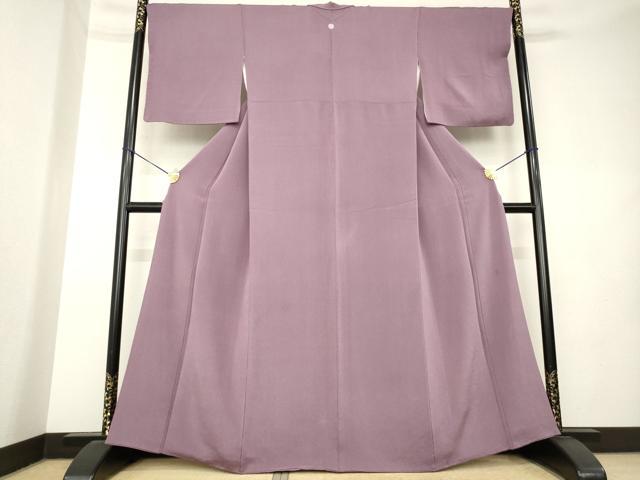 平和屋着物●加賀友禅の巨匠　初代　由水十久監修　色無地　紫鳶色　鬼しぼ縮緬　正絹　逸品　AABL0967ck