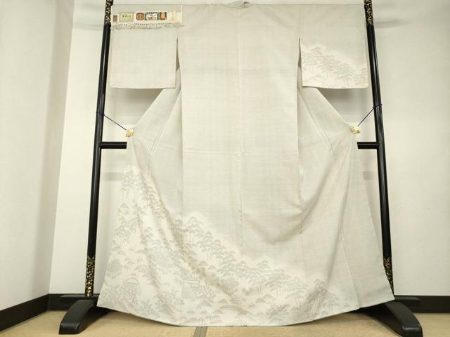 平和屋着物●本塩沢　訪問着　110亀甲　風景文　ますや織物謹製　桑原正信作　証紙付き　正絹　逸品　AABL0968ck