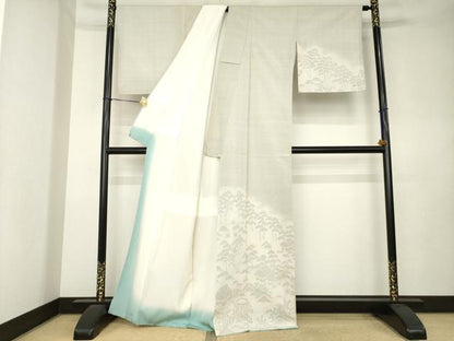 平和屋着物●本塩沢　訪問着　110亀甲　風景文　ますや織物謹製　桑原正信作　証紙付き　正絹　逸品　AABL0968ck