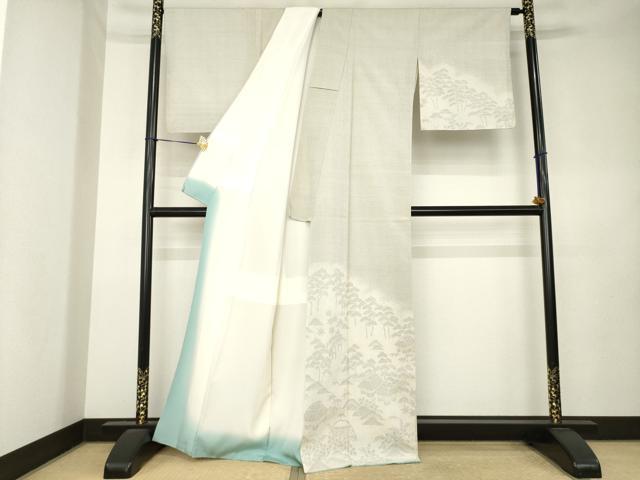 平和屋着物●本塩沢　訪問着　110亀甲　風景文　ますや織物謹製　桑原正信作　証紙付き　正絹　逸品　AABL0968ck