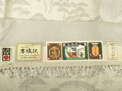 平和屋着物●本塩沢　訪問着　110亀甲　風景文　ますや織物謹製　桑原正信作　証紙付き　正絹　逸品　AABL0968ck