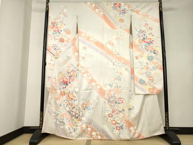 平和屋着物●豪華振袖　駒刺繍　流水花文　暈し染め　金銀彩　大丸扱い　正絹　逸品　AABL0971ck
