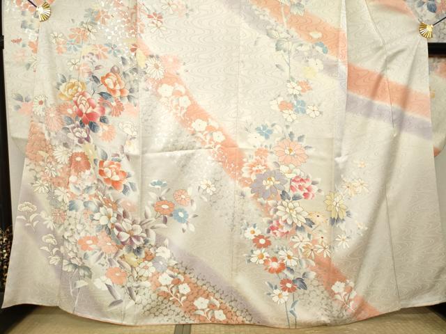 平和屋着物●豪華振袖　駒刺繍　流水花文　暈し染め　金銀彩　大丸扱い　正絹　逸品　AABL0971ck