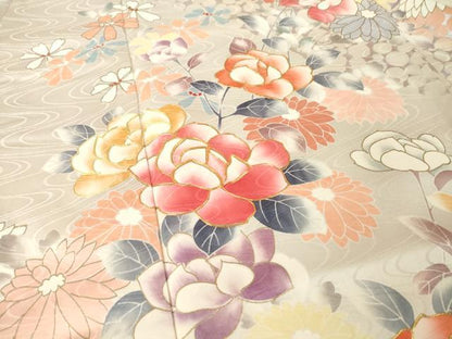 平和屋着物●豪華振袖　駒刺繍　流水花文　暈し染め　金銀彩　大丸扱い　正絹　逸品　AABL0971ck