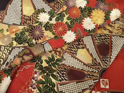 平和屋着物●女優・後藤久美子ブランド　振袖　駒刺繍　源氏車花文　金彩　正絹　逸品　AABL0972ck