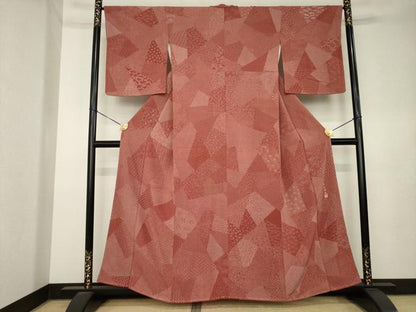 平和屋着物●寺山存男　江戸小紋　割付き花文　正絹　逸品　AABL0973ck