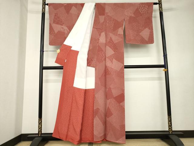 平和屋着物●寺山存男　江戸小紋　割付き花文　正絹　逸品　AABL0973ck