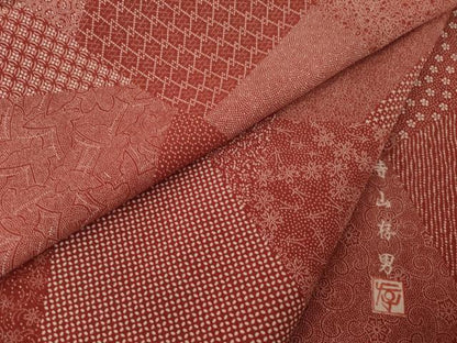 平和屋着物●寺山存男　江戸小紋　割付き花文　正絹　逸品　AABL0973ck