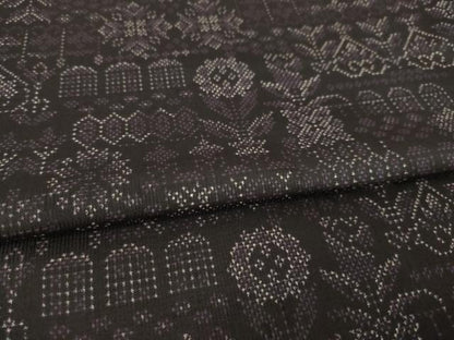 平和屋着物●本場大島紬　7マルキ　飾花文　黒地　正絹　逸品　AABL0975ck
