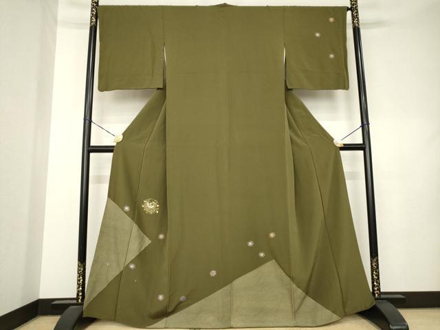 平和屋着物●訪問着　刺繍　舞花文　金銀糸　金彩　正絹　逸品　AABL0979ck