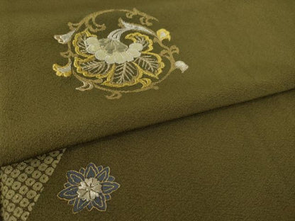 平和屋着物●訪問着　刺繍　舞花文　金銀糸　金彩　正絹　逸品　AABL0979ck