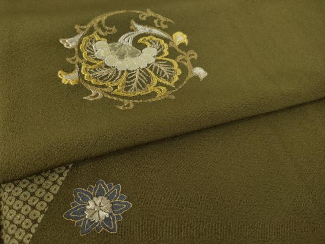 平和屋着物●訪問着　刺繍　舞花文　金銀糸　金彩　正絹　逸品　AABL0979ck