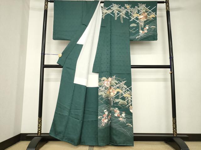 平和屋着物●訪問着　刺繍　誰が袖花文　金彩　正絹　逸品　AABL0981ck
