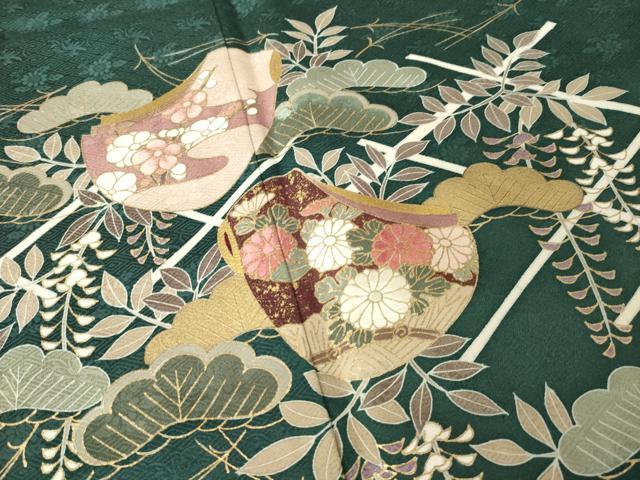 平和屋着物●訪問着　刺繍　誰が袖花文　金彩　正絹　逸品　AABL0981ck