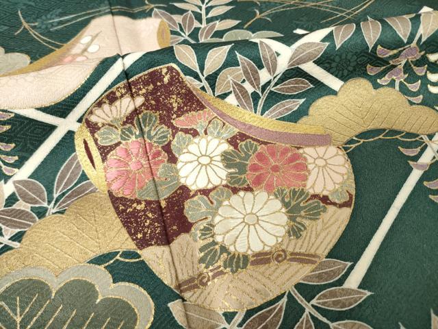 平和屋着物●訪問着　刺繍　誰が袖花文　金彩　正絹　逸品　AABL0981ck