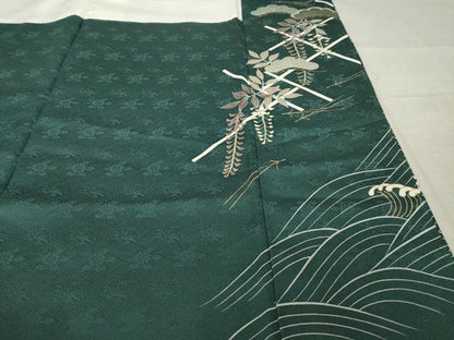 平和屋着物●訪問着　刺繍　誰が袖花文　金彩　正絹　逸品　AABL0981ck
