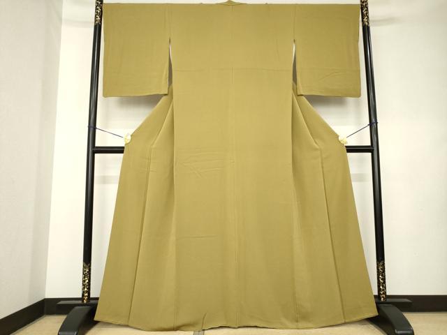 平和屋着物●上質な色無地　路考茶色　正絹　逸品　AABL0983ck