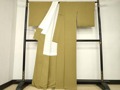 平和屋着物●上質な色無地　路考茶色　正絹　逸品　AABL0983ck