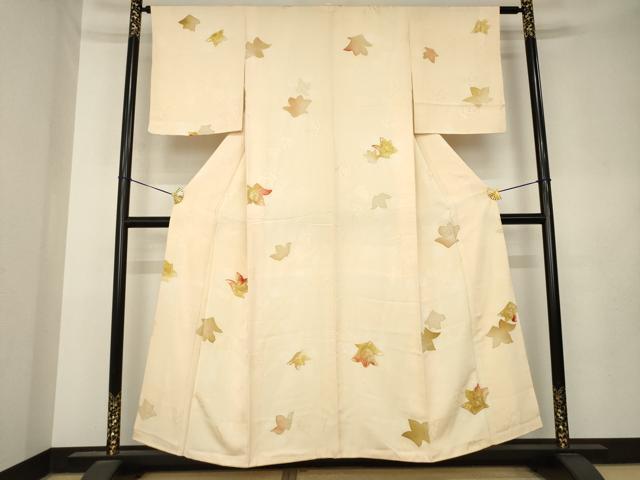 平和屋着物●上質な小紋　地紋起こし　舞花文　正絹　逸品　AABL0984ck