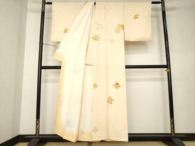 平和屋着物●上質な小紋　地紋起こし　舞花文　正絹　逸品　AABL0984ck