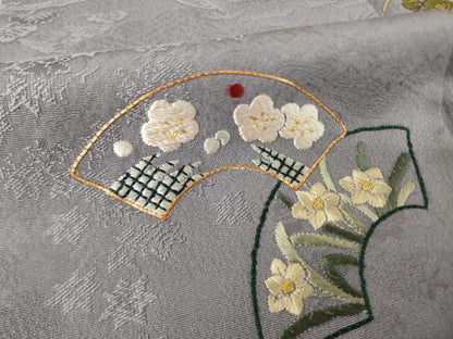 平和屋着物●豪華色留袖　総刺繍　駒刺繍　地紙花文　金銀糸　正絹　逸品　AABL0988ck