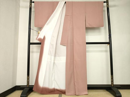 平和屋着物●上質な色無地　蘇芳香色　正絹　逸品　AABL0989ck