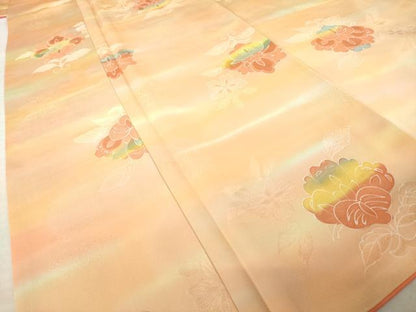平和屋着物●上質な小紋　地紋起こし　舞花文　暈し染め　正絹　逸品　AABL0990ck