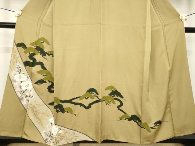 平和屋着物●訪問着　松　草花文　金彩　正絹　逸品　AABL0991ck