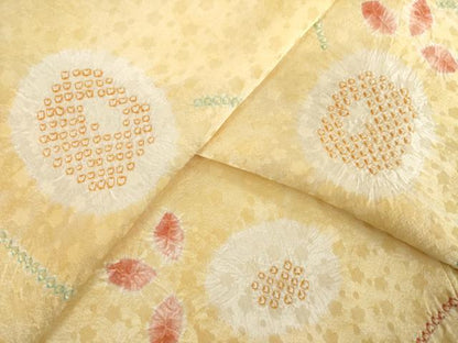 平和屋着物●上質な小紋　総絞り　舞花文　正絹　逸品　AABL0992ck