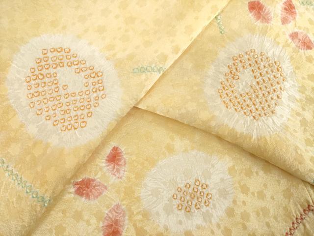 平和屋着物●上質な小紋　総絞り　舞花文　正絹　逸品　AABL0992ck