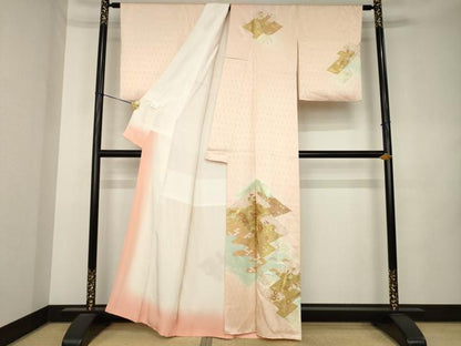 平和屋着物●訪問着　松皮菱吉祥花文　金彩　正絹　逸品　AABL0993ck