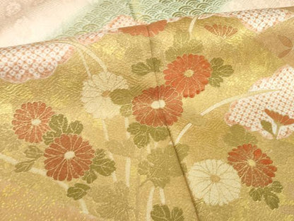 平和屋着物●訪問着　松皮菱吉祥花文　金彩　正絹　逸品　AABL0993ck