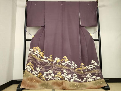 平和屋着物●豪華色留袖　駒刺繍　松　金彩　正絹　逸品　AABL0999ck