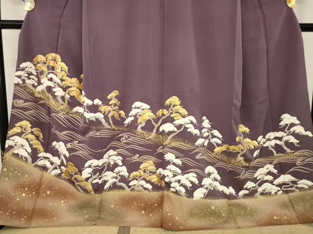平和屋着物●豪華色留袖　駒刺繍　松　金彩　正絹　逸品　AABL0999ck