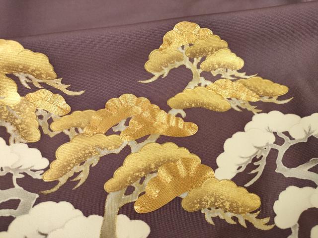平和屋着物●豪華色留袖　駒刺繍　松　金彩　正絹　逸品　AABL0999ck