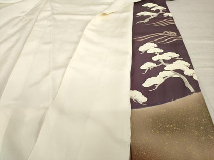 平和屋着物●豪華色留袖　駒刺繍　松　金彩　正絹　逸品　AABL0999ck