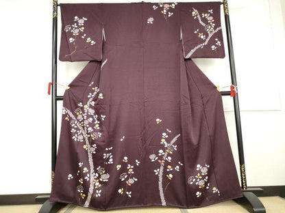 平和屋着物●訪問着　絞り　枝花文　金彩　正絹　逸品　AABL1001cs